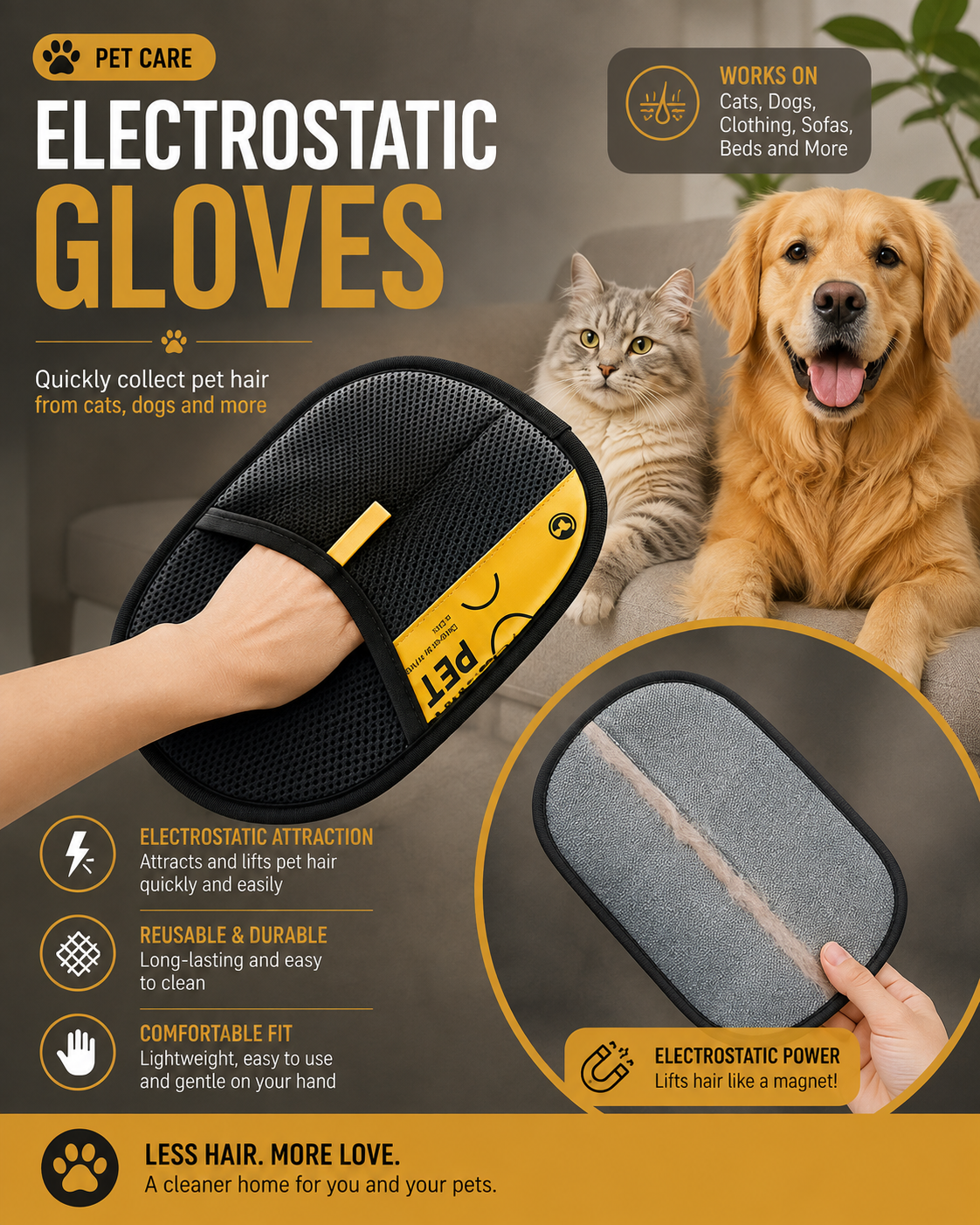 Pet Hair Remover Gloves