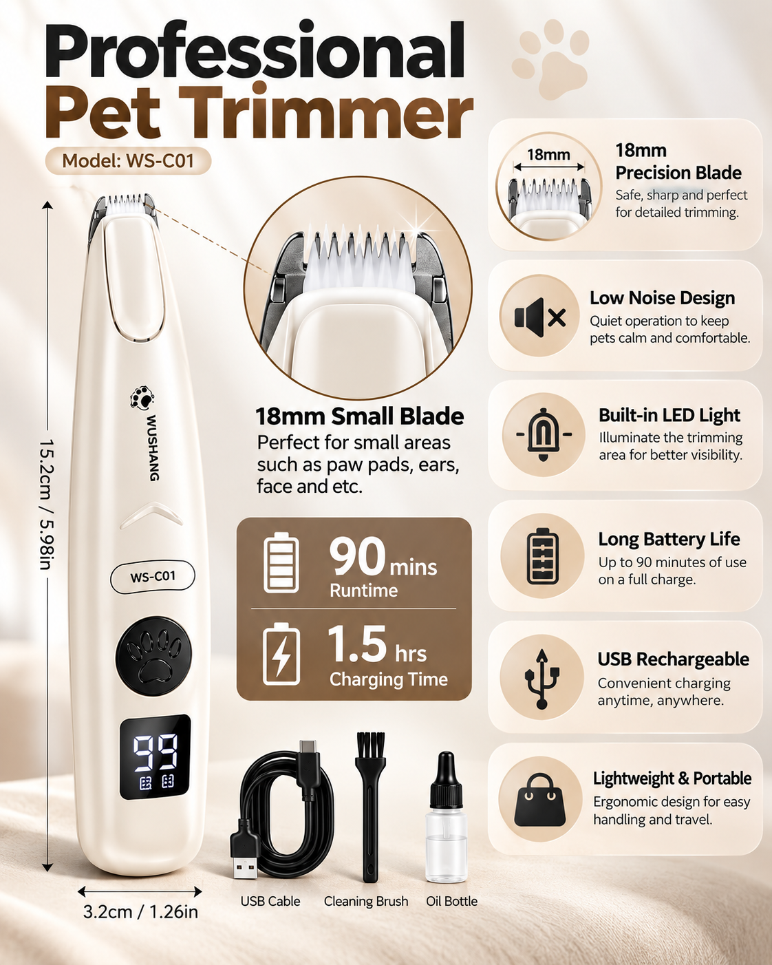 Pet Paw Trimmer — Precision Grooming for Cats & Dogs